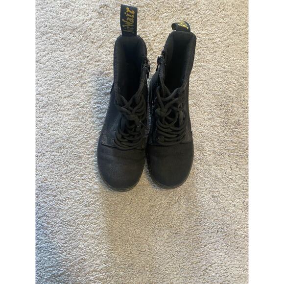 Dr. Martens Boots Kids Size 1 Doc Combs J Combat Lace Up Canvas Zip Black Youth - Picture 11 of 12